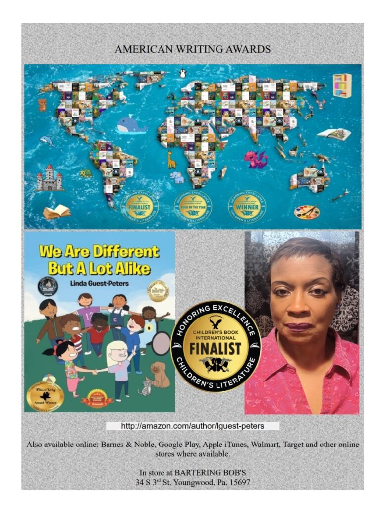 flyer of 5th book award for children's book, "We Are Different But A Lot Alike." 2026 Children's Book International Competition. Finalist in Children's Literature category.